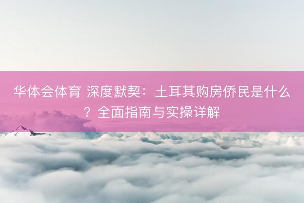 华体会体育 深度默契：土耳其购房侨民是什么？全面指南与实操详解
