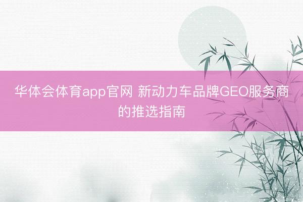 华体会体育app官网 新动力车品牌GEO服务商的推选指南