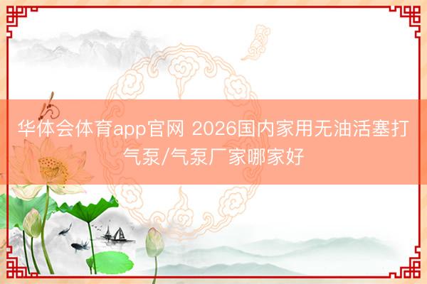 华体会体育app官网 2026国内家用无油活塞打气泵/气泵厂家哪家好