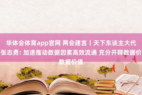 华体会体育app官网 两会建言丨天下东谈主大代表张志勇: 加速推动数据因素高效流通 充分开释数据价值