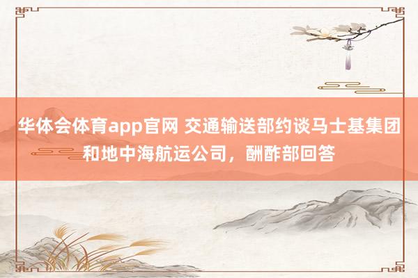 华体会体育app官网 交通输送部约谈马士基集团和地中海航运公司,酬酢部回答