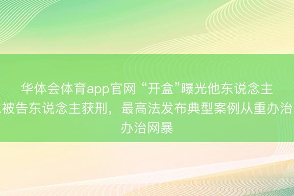 华体会体育app官网 “开盒”曝光他东说念主信息被告东说念主获刑，最高法发布典型案例从重办治网暴