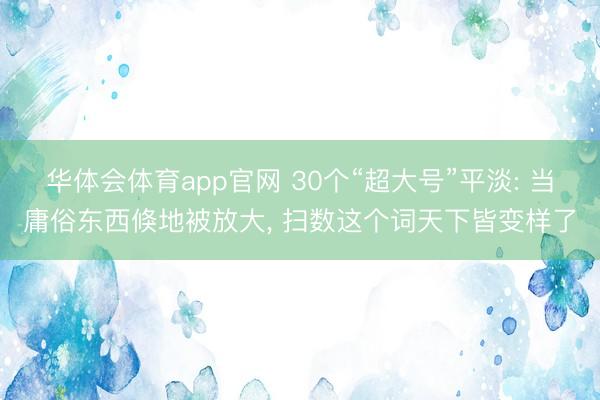 华体会体育app官网 30个“超大号”平淡: 当庸俗东西倏地被放大, 扫数这个词天下皆变样了