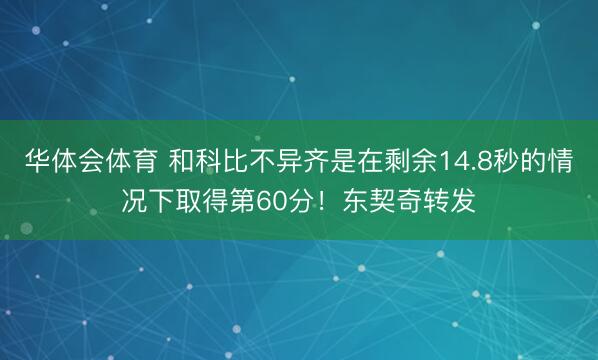华体会体育 和科比不异齐是在剩余14.8秒的情况下取得第60分！东契奇转发