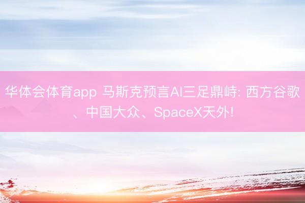 华体会体育app 马斯克预言AI三足鼎峙: 西方谷歌、中国大众、SpaceX天外!