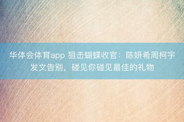 华体会体育app 狙击蝴蝶收官:陈妍希周柯宇发文告别,碰见你碰见最佳的礼物