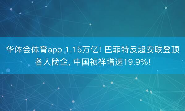华体会体育app 1.15万亿! 巴菲特反超安联登顶各人险企， 中国祯祥增速19.9%!
