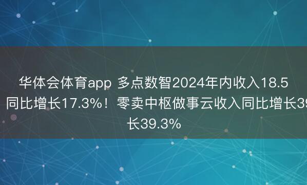 华体会体育app 多点数智2024年内收入18.59亿，同比增长17.3%！零卖中枢做事云收入同比增长39.3%
