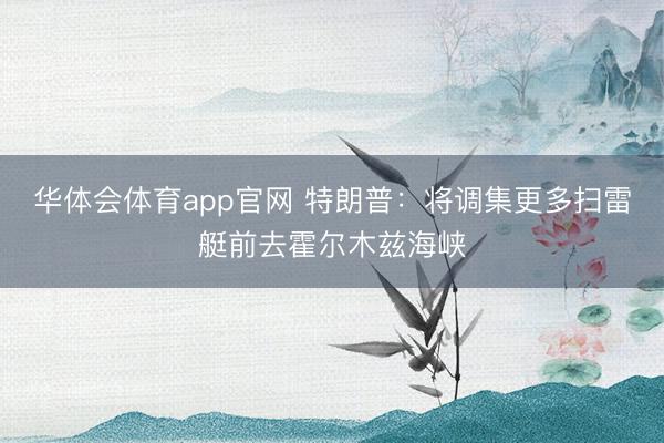 华体会体育app官网 特朗普：将调集更多扫雷艇前去霍尔木兹海峡
