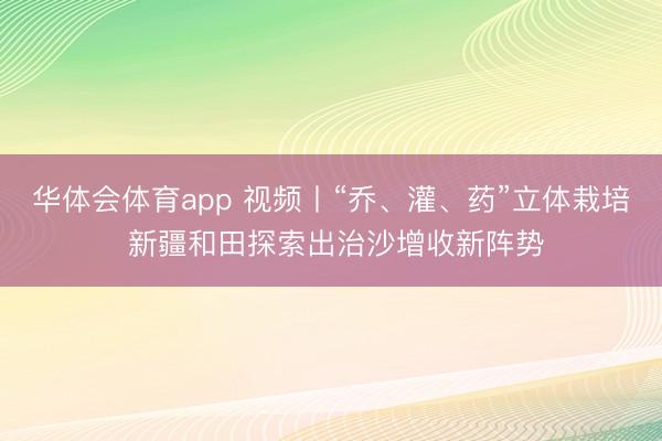 华体会体育app 视频丨“乔、灌、药”立体栽培 新疆和田探索出治沙增收新阵势