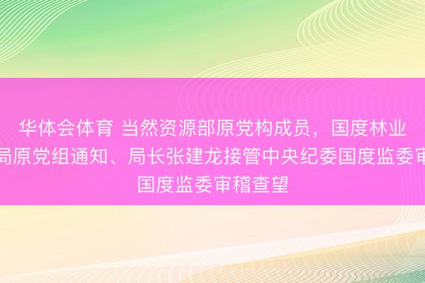 华体会体育 当然资源部原党构成员，国度林业和草原局原党组通知、局长张建龙接管中央纪委国度监委审稽查望