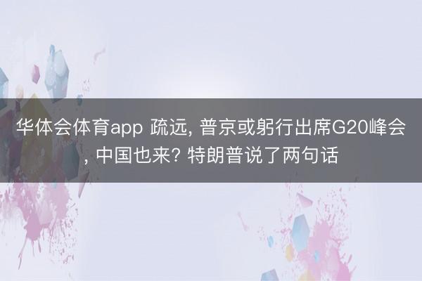 华体会体育app 疏远， 普京或躬行出席G20峰会， 中国也来? 特朗普说了两句话