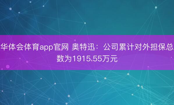 华体会体育app官网 奥特迅：公司累计对外担保总数为1915.55万元