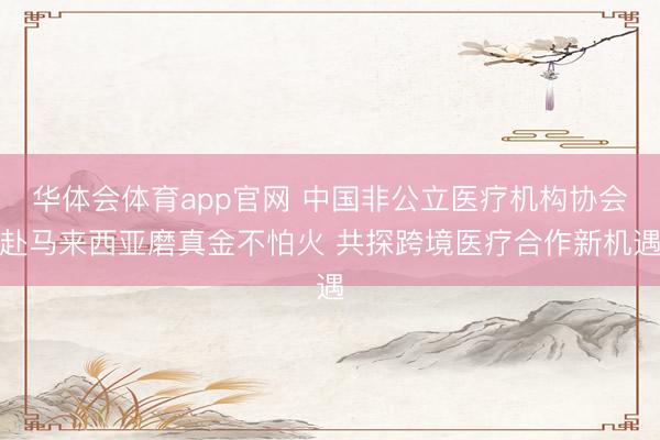 华体会体育app官网 中国非公立医疗机构协会赴马来西亚磨真金不怕火 共探跨境医疗合作新机遇