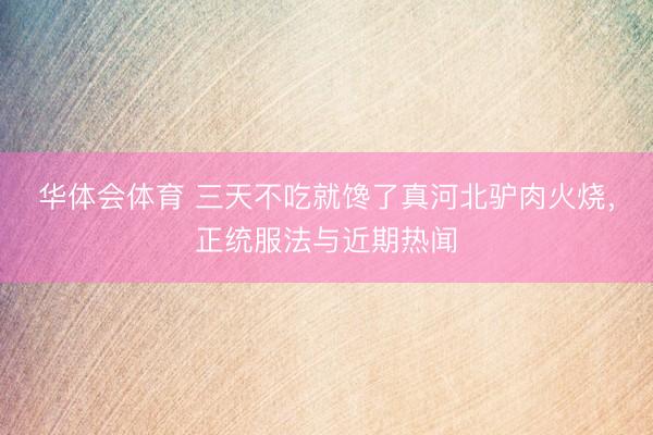 华体会体育 三天不吃就馋了真河北驴肉火烧，正统服法与近期热闻