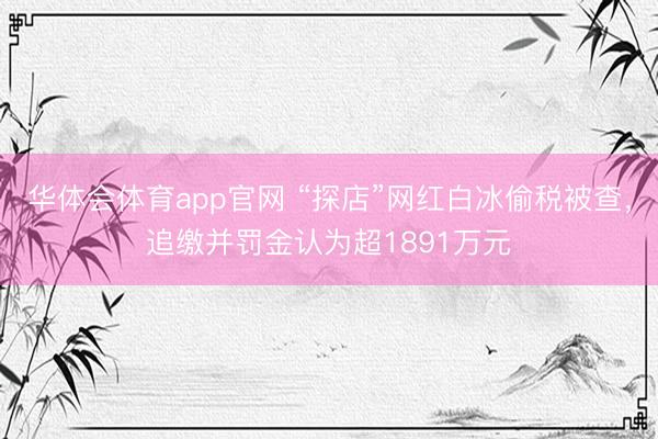 华体会体育app官网 “探店”网红白冰偷税被查，追缴并罚金认为超1891万元
