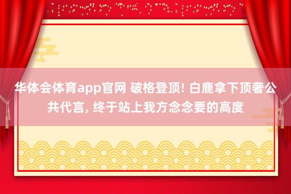 华体会体育app官网 破格登顶! 白鹿拿下顶奢公共代言， 终于站上我方念念要的高度