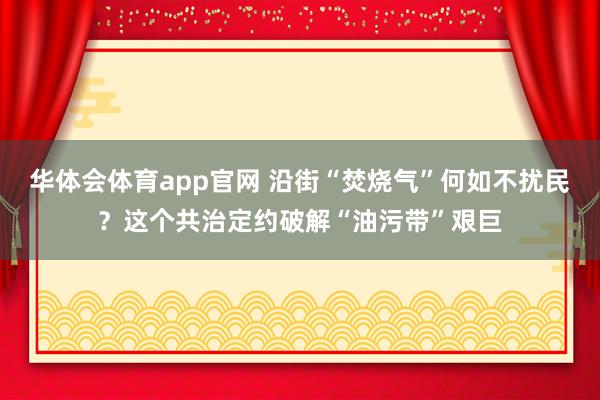 华体会体育app官网 沿街“焚烧气”何如不扰民？这个共治定约破解“油污带”艰巨