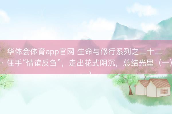华体会体育app官网 生命与修行系列之二十二 · 住手“情谊反刍”，走出花式阴沉，总结光里（一）