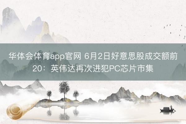 华体会体育app官网 6月2日好意思股成交额前20：英伟达再次进犯PC芯片市集