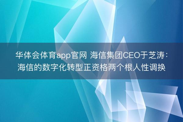 华体会体育app官网 海信集团CEO于芝涛：海信的数字化转型正资格两个根人性调换