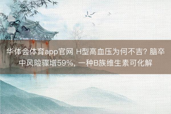 华体会体育app官网 H型高血压为何不吉? 脑卒中风险骤增59%， 一种B族维生素可化解
