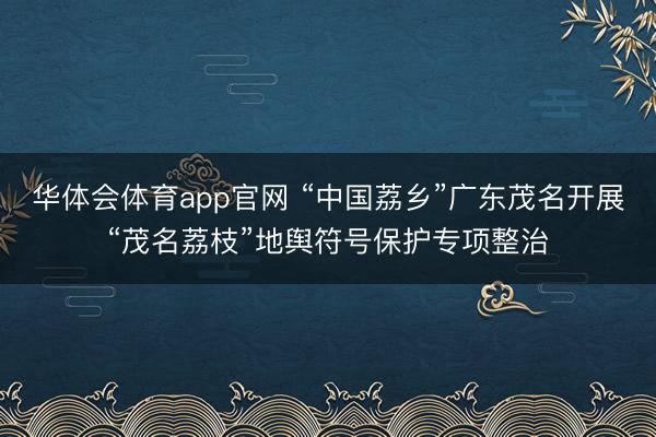 华体会体育app官网 “中国荔乡”广东茂名开展“茂名荔枝”地舆符号保护专项整治
