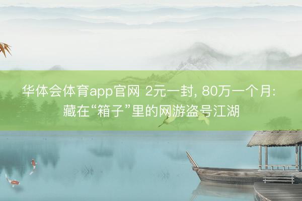 华体会体育app官网 2元一封， 80万一个月: 藏在“箱子”里的网游盗号江湖